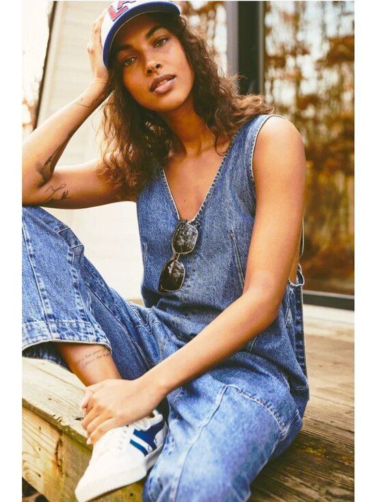Free People Pants - Free People We The Free High Roller Jumpsuit Blue romper Size XS